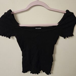Billabong Black Ruched Off-Shoulder Crop Top